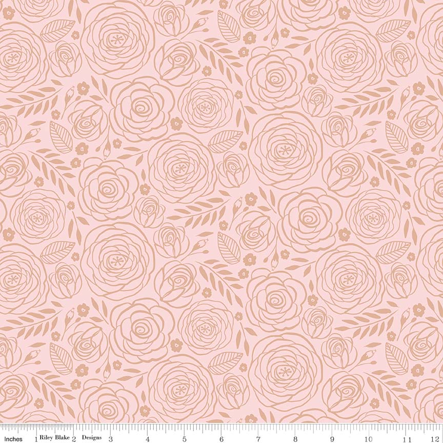 Pink Rose Gold Sparkle - Glam Girls by Riley Blake Cotton Fabric
