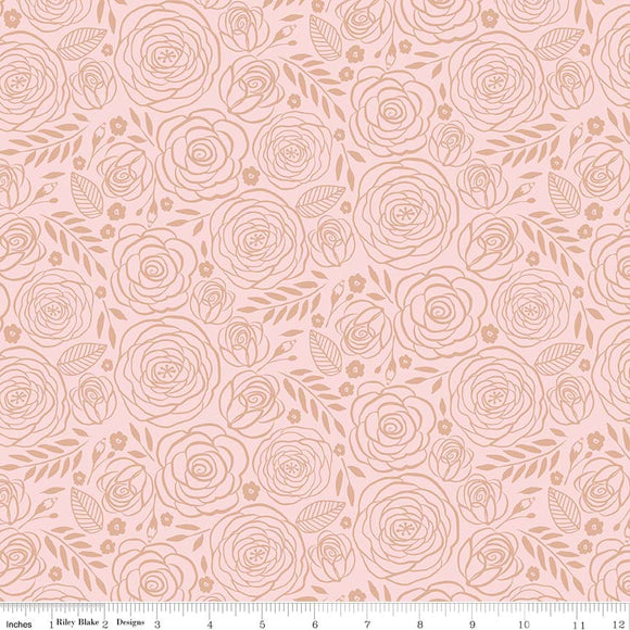 Pink Rose Gold Sparkle - Glam Girls by Riley Blake Cotton Fabric