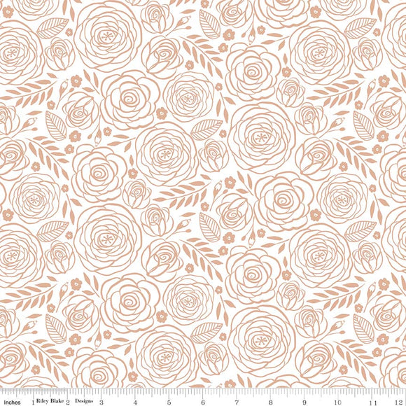 White Rose Gold Sparkle - Glam Girls by Riley Blake Cotton Fabric