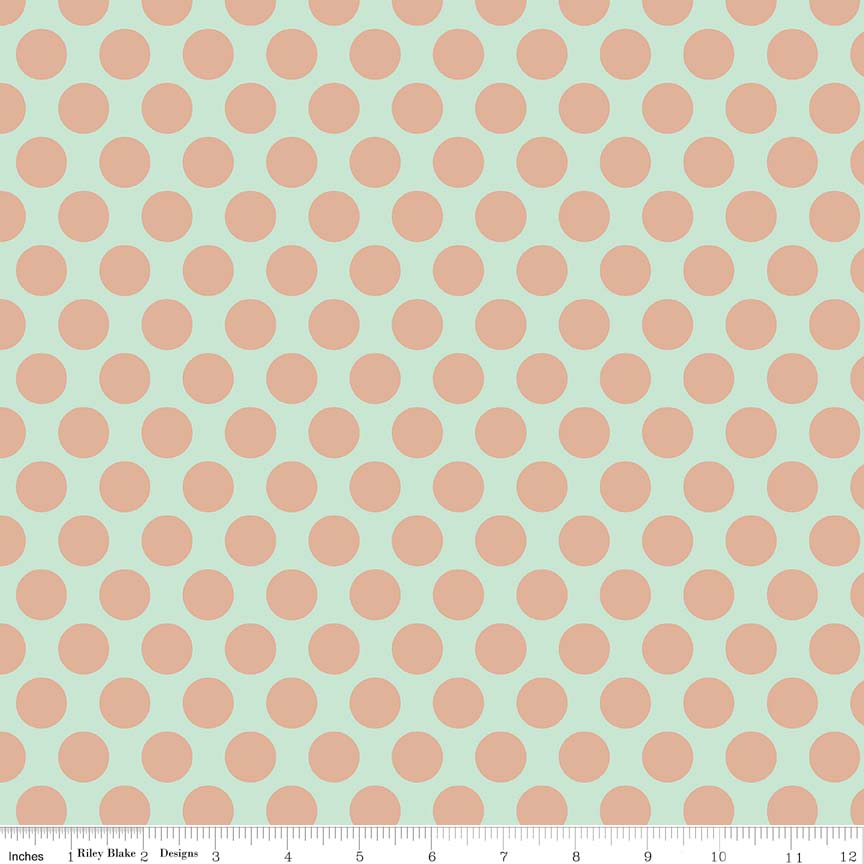 Mint Gold Sparkle Dots - Glam Girls by Riley Blake Cotton Fabric
