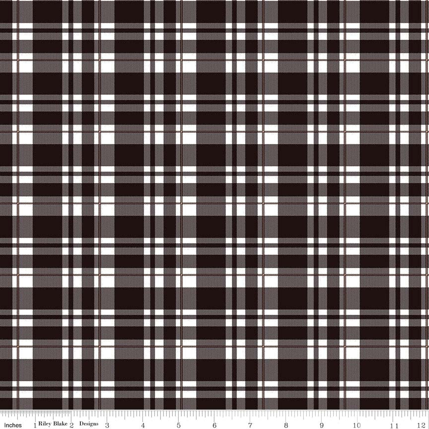 Black Tartan Plaid Gold Sparkle - Glam Girls - Riley Blake