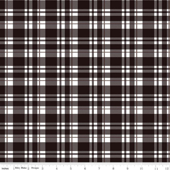 Black Tartan Plaid Gold Sparkle - Glam Girls - Riley Blake