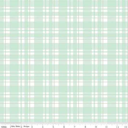 Mint Tartan Plaid Gold Sparkle - Glam Girls - Riley Blake Cotton Fabric ✂️ £10 pm *SALE*
