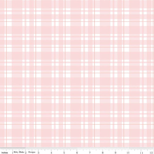 Pink Tartan Plaid Gold Sparkle - Glam Girls by Riley Blake - 100% Cotton Fabric