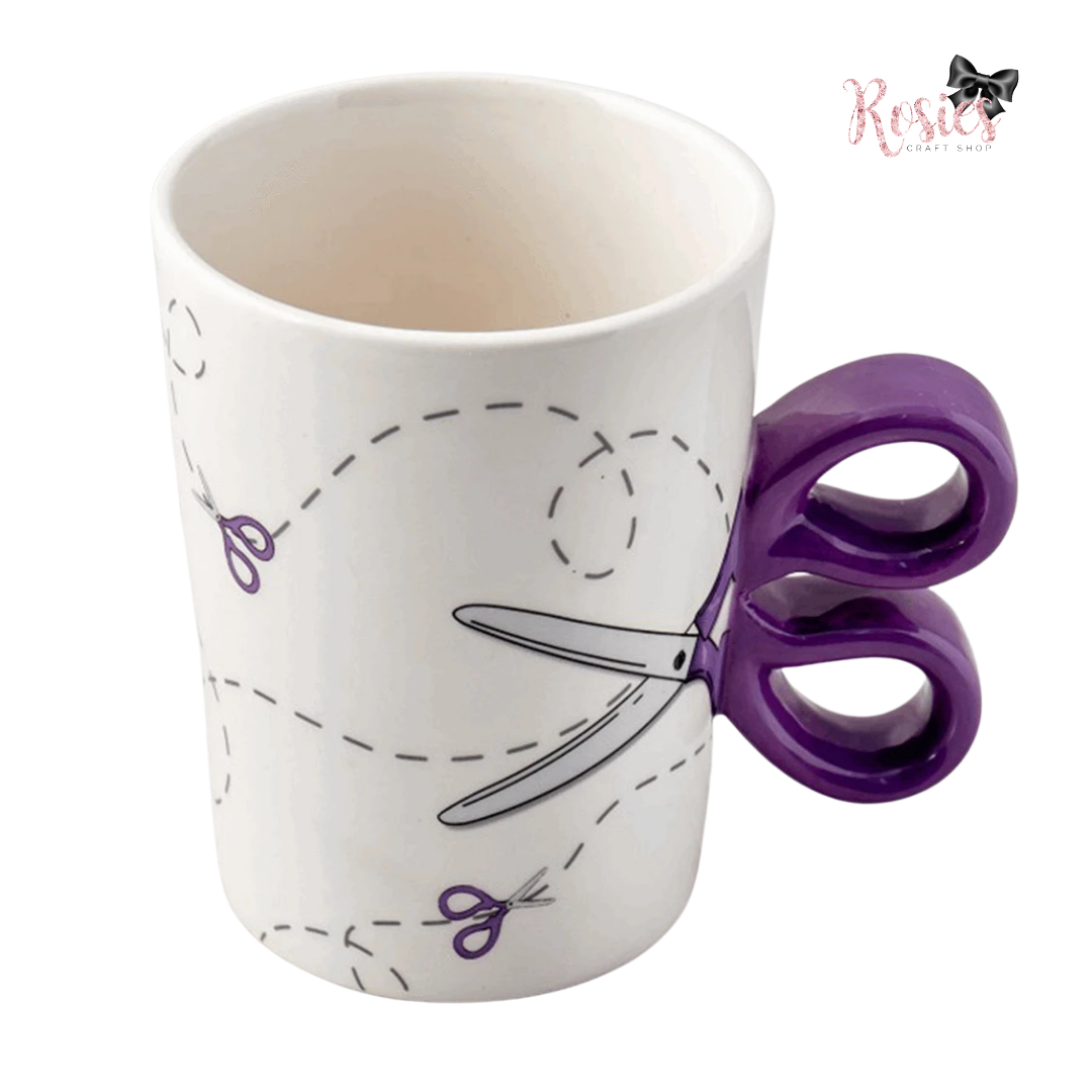 Scissor Handle Novelty Ceramic Mug