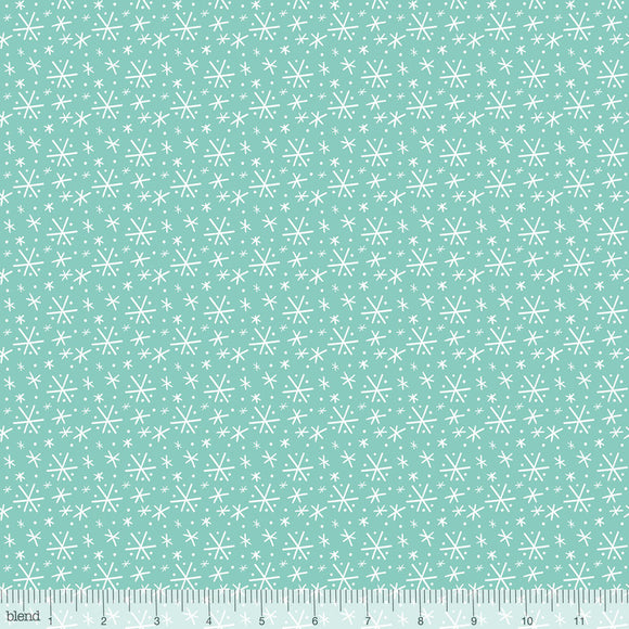 Snowflake Blizzard Aqua Blue - Snowlandia by Blend - 100% Cotton Fabric - Rosie's Craft Shop Ltd