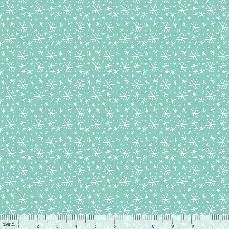 Snowflake Blizzard on Aqua Blue Fabric Felt - Rosie's Craft Shop Ltd