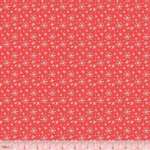Snowflake Blizzard on Red Fabric Felt - Rosie's Craft Shop Ltd