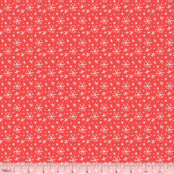 Snowflake Blizzard on Red Fabric Felt - Rosie's Craft Shop Ltd