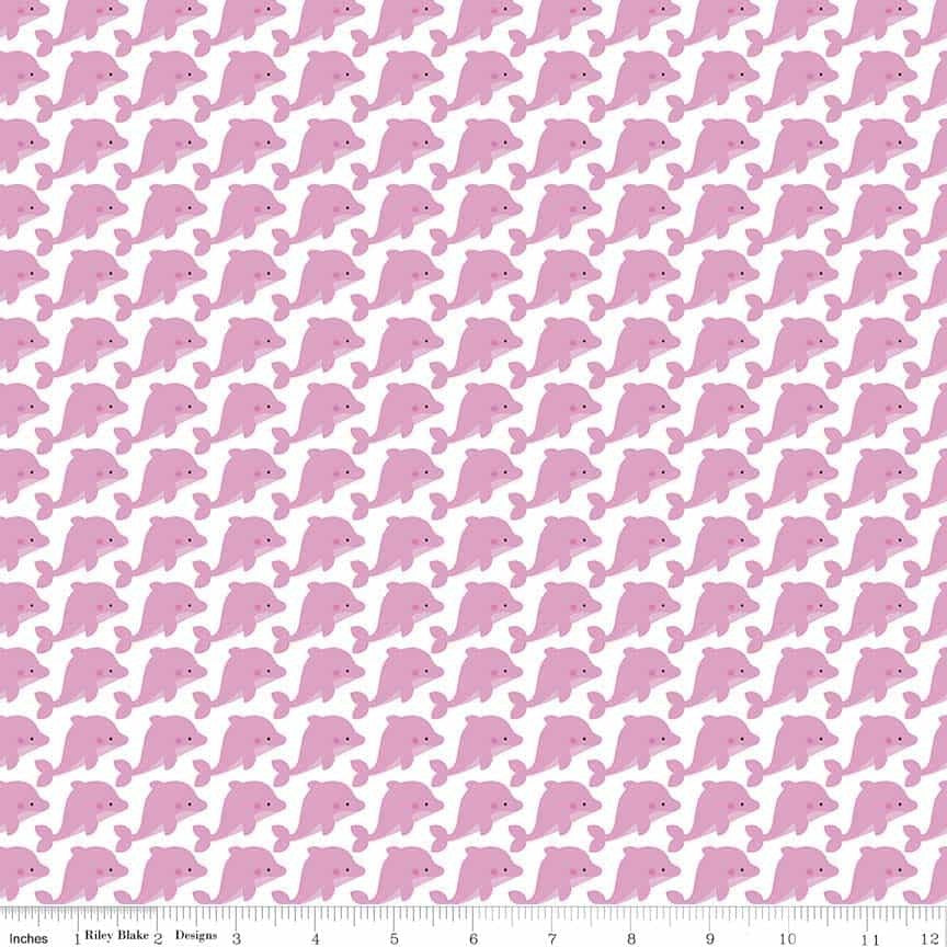 Pink Whales on White - Under The Sea by Riley Blake - 100% Cotton Fabric - Rosie's Craft Shop Ltd
