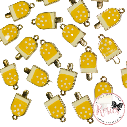 Yellow Lollipop Enamel Charm 19mm x 12mm