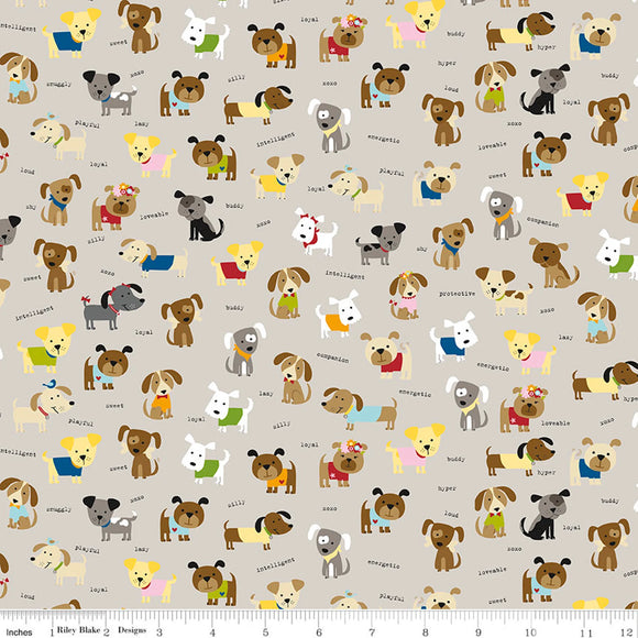 Cooper Dogs on Taupe - Cooper - Riley Blake Cotton Fabric ✂️