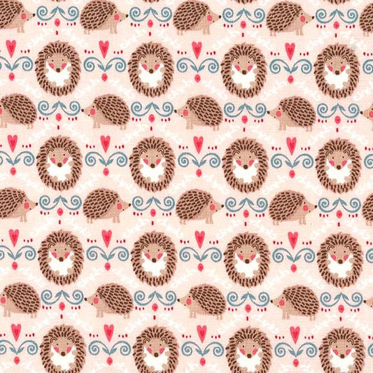 Hedgehogs and Hearts on Pink - Hedge A Little Closer - Michael Miller Cotton Fabric ✂️ £12 pm