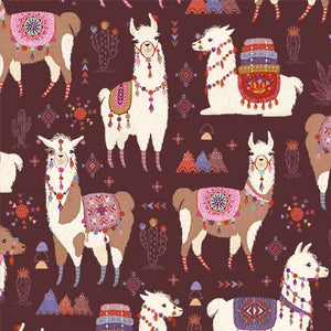 Llama Fiesta on Eggplant - Llama Love - Michael Miller Cotton Fabric ✂️