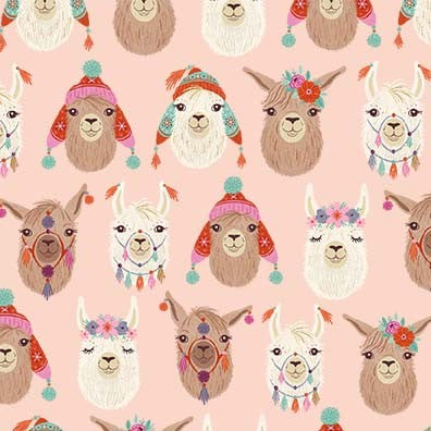 Llamazing Llama Faces on Pink  - Llama Love - Michael Miller Cotton Fabric ✂️ £9 pm *SALE*