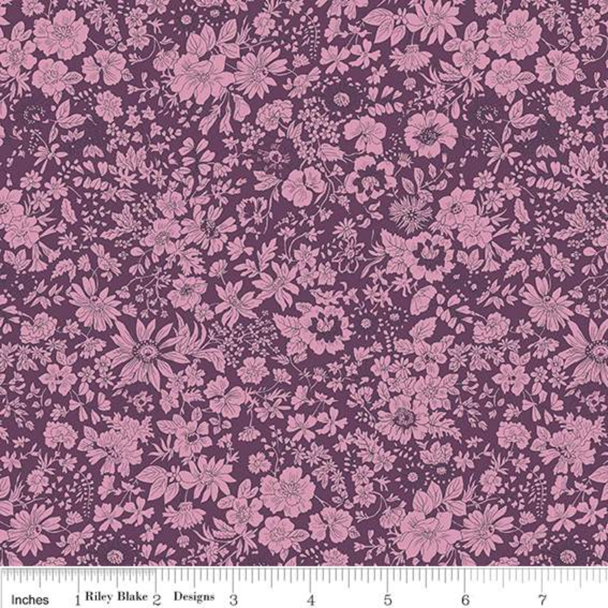 Emily Silhouette Flower Purple - The Flower Show Midnight Garden Collection - Liberty Cotton Fabric ✂️ £10 pm *SALE*