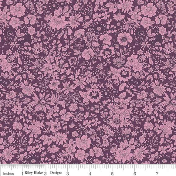 Emily Silhouette Flower - Purple - Liberty - The Flower Show Midnight Garden Collection Cotton Fabric