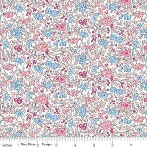 Forget Me Not Blossom -Pink and Blue - Liberty - The Flower Show Midnight Garden Collection Cotton Fabric