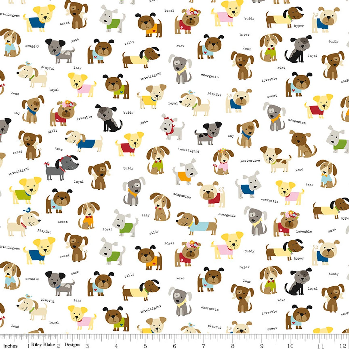 Cooper Dogs on White - Cooper - Riley Blake Cotton Fabric ✂️ £13 pm