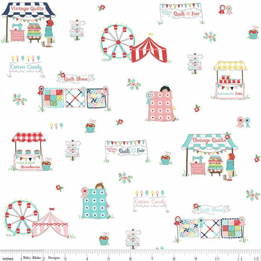 Quilt Fair Tents Main on White - Quilt Fair - Riley Blake Cotton Fabric ✂️ £10 pm *SALE*