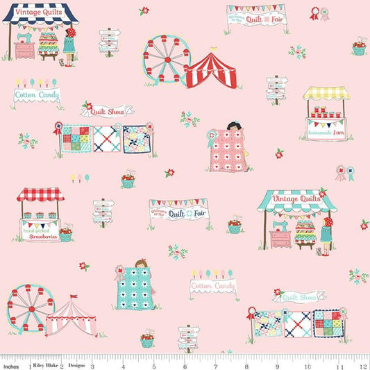 Quilt Fair Tents Main on Pink - Quilt Fair - Riley Blake Cotton Fabric ✂️ £10 pm *SALE*
