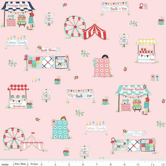 Quilt Fair Main on Pink - Quilt Fair - Riley Blake Cotton Fabric ✂️