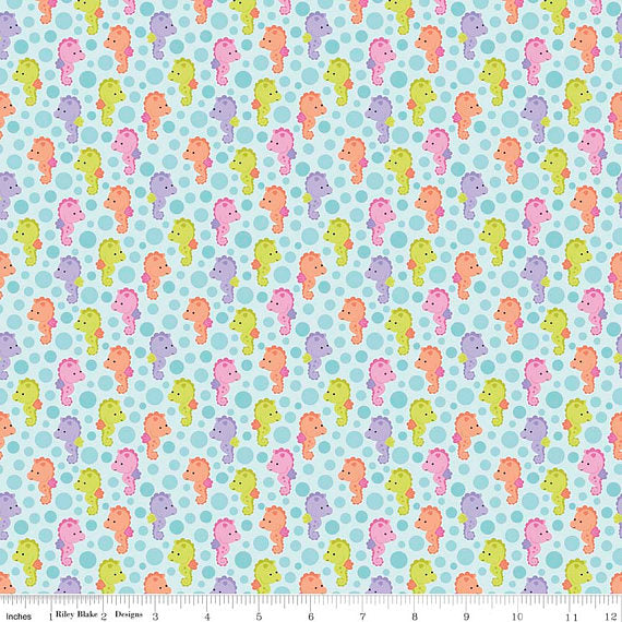 Aqua Seahorses - Under The Sea by Riley Blake - 100% Cotton Fabric - Rosie's Craft Shop Ltd