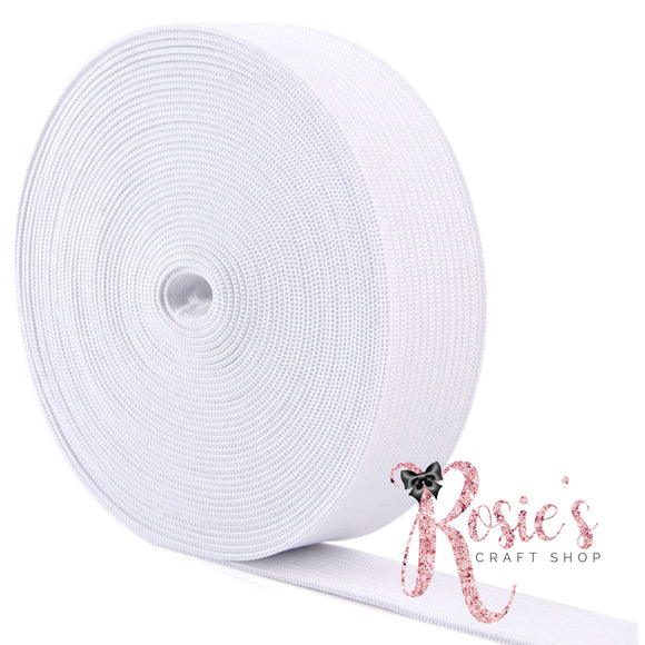 25mm White Woven Waistband Elastic - Rosie's Craft Shop Ltd