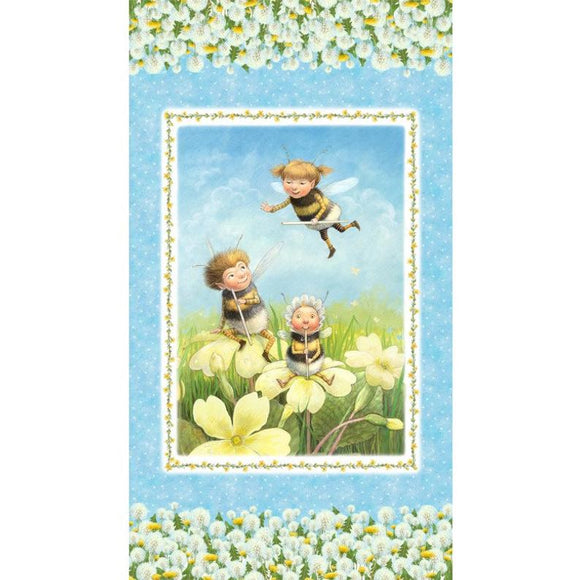 Bumble Bee Panel -  Pixielated - Michael Miller Cotton Fabric