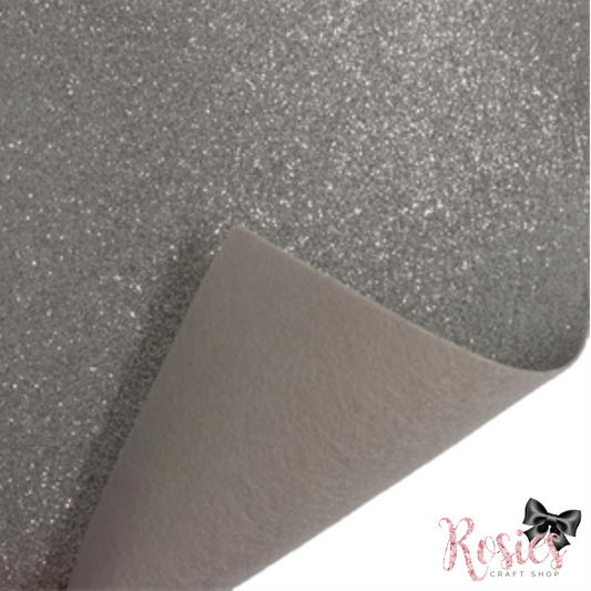 Silver Fine Glitter Acrylic Felt Fabric - Rosie's Craft Shop Ltd