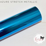 Azure Blue Metallic Stretch Iron On Vinyl HTV - Rosie's Craft Shop Ltd
