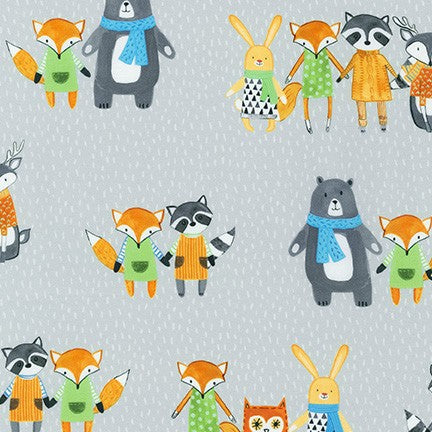 Grey Main - Neighbourhood Pals - Robert Kaufman Cotton Fabric ✂️