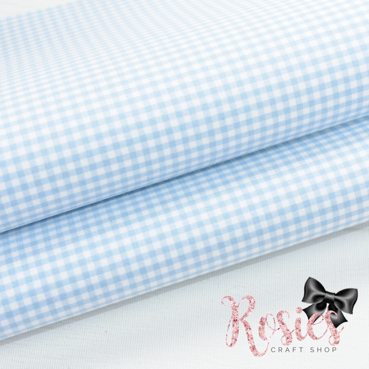 Light Blue Gingham Mini Check Fabric Felt