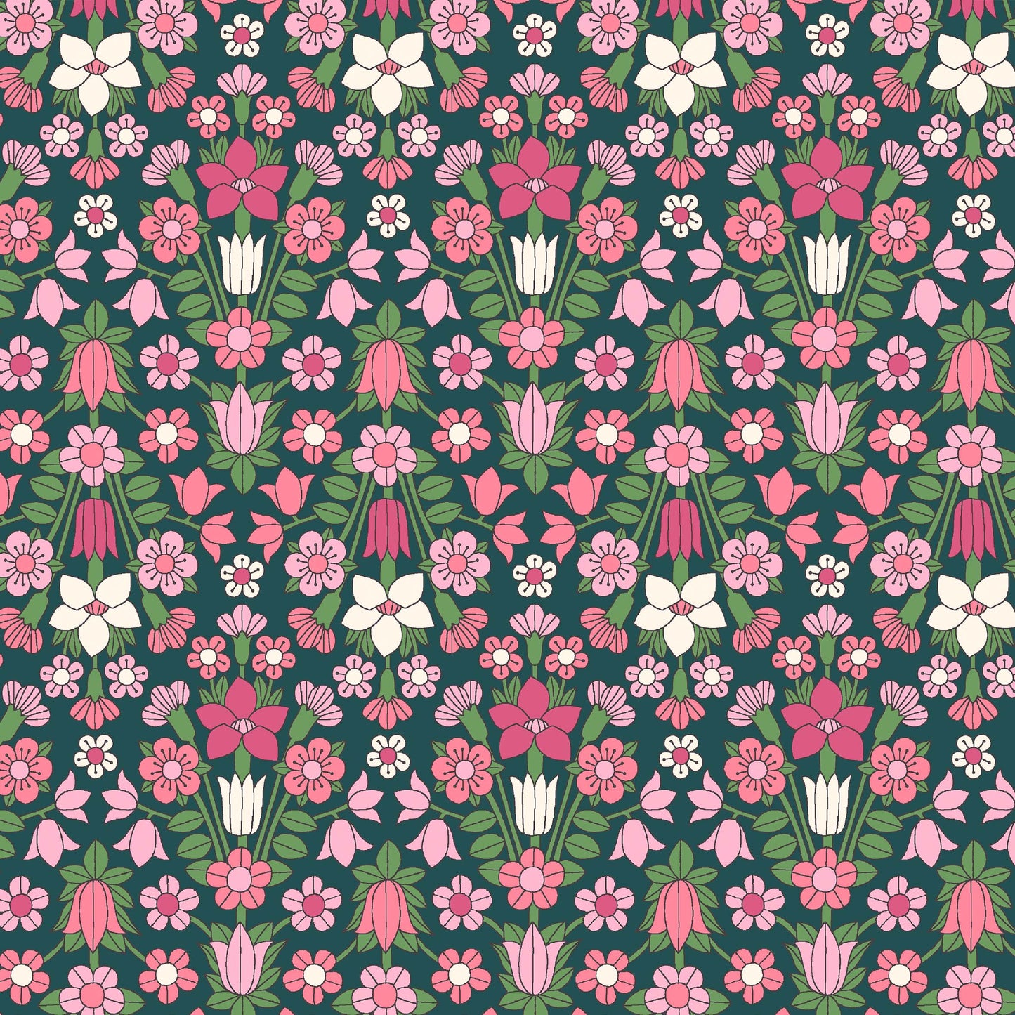 Hampstead Meadow Pink - Flower Show Midsummer Collection by Liberty Fabric Felt