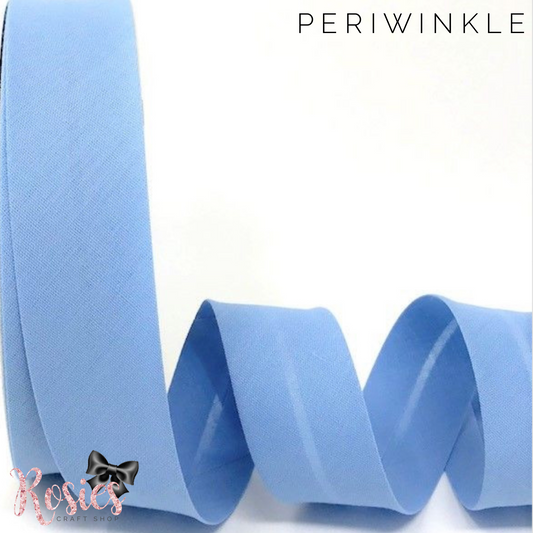 30mm Periwinkle Plain Polycotton Bias Binding - Rosie's Craft Shop Ltd
