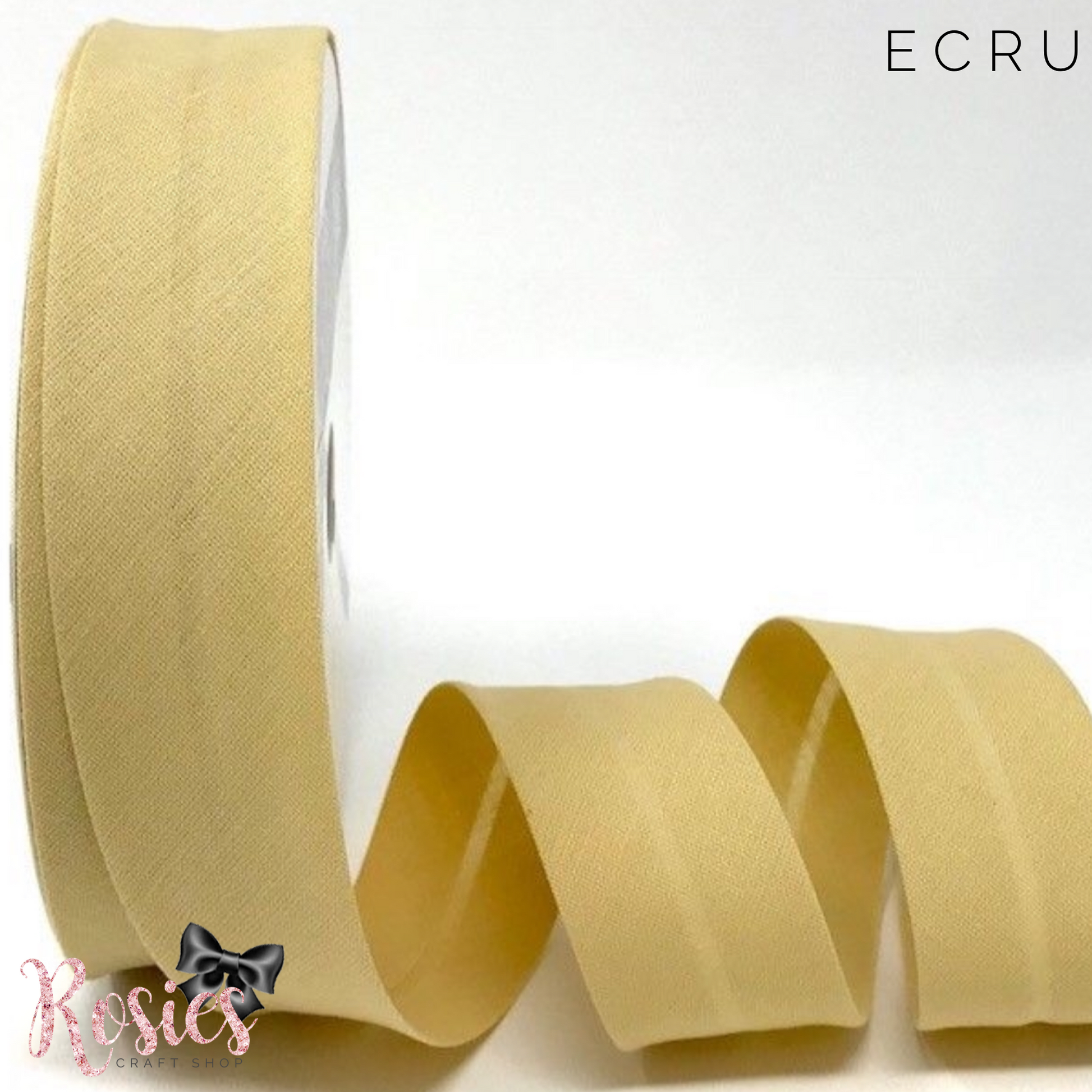 30mm Ecru Plain Polycotton Bias Binding - Rosie's Craft Shop Ltd