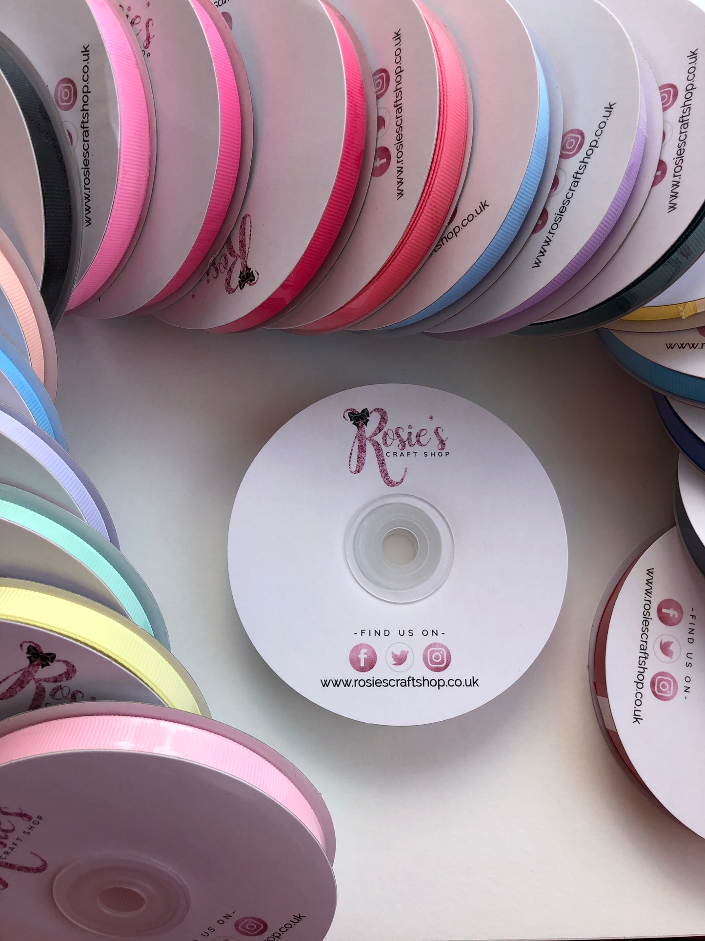 25m Reel 3/8" Plain Solid Colour Grosgrain Ribbon 9/10mm Wide - Rosie's Craft Shop Ltd