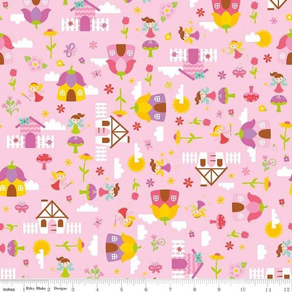 *SALE* Toadstool Houses Pink - Fairy Garden - Riley Blake Cotton Fabric