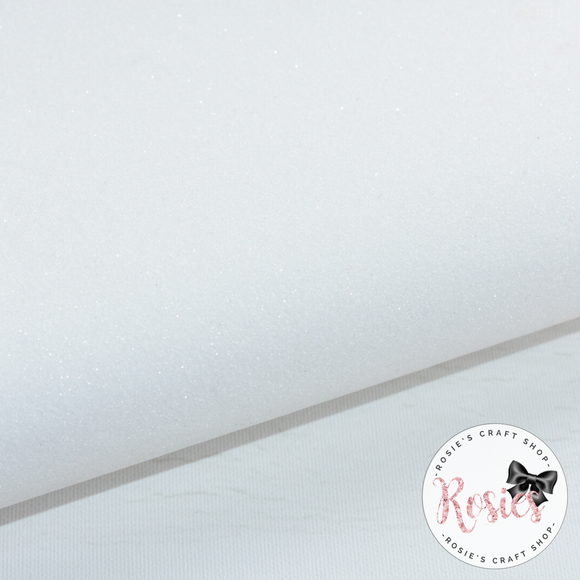 White Premium Fine Glitter Topped Wool Felt - Rosie's Craft Shop Ltd
