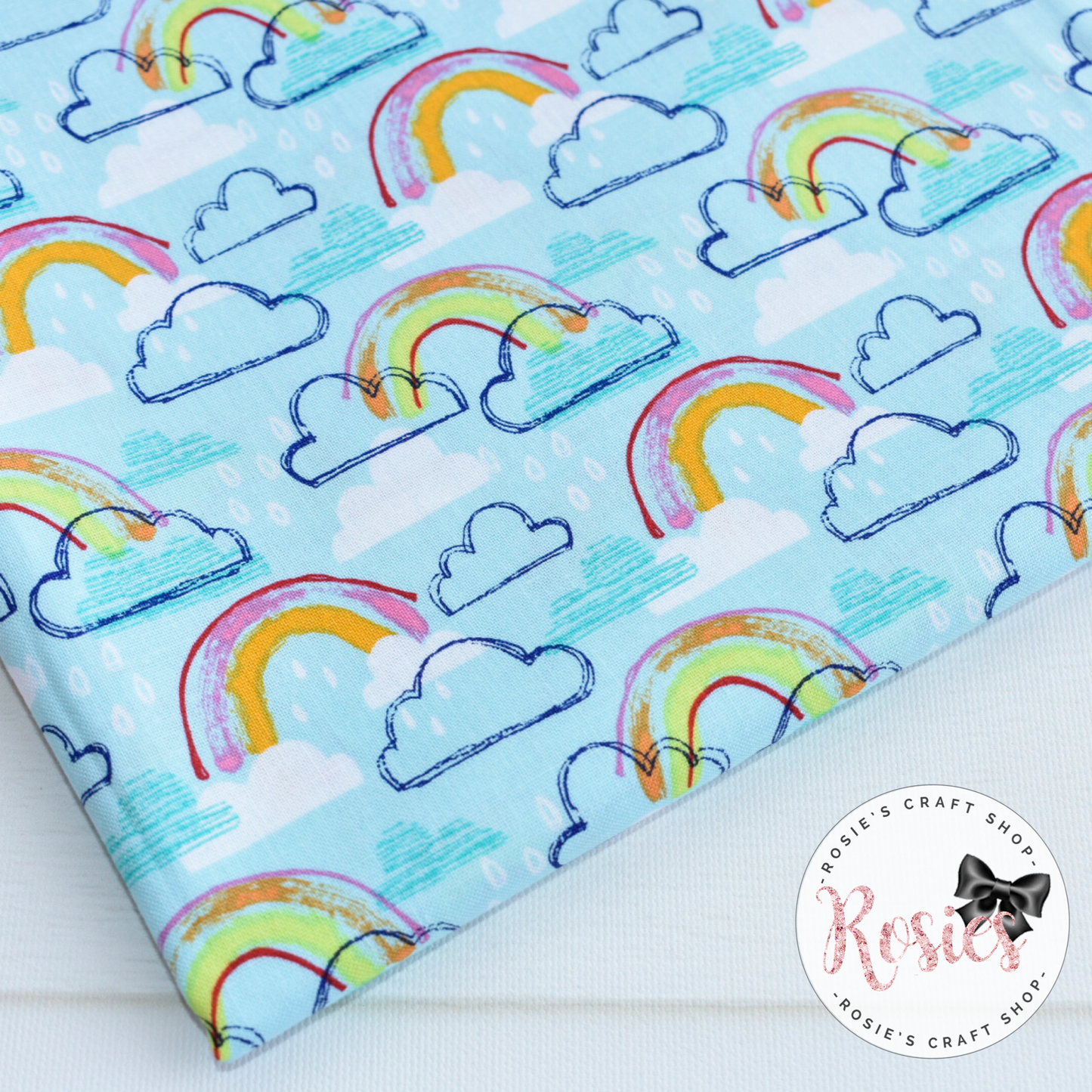 Turquoise Rainbow Jubilee - Rainbow Kids by Michael Miller 100% Cotton Fabric - Rosie's Craft Shop Ltd