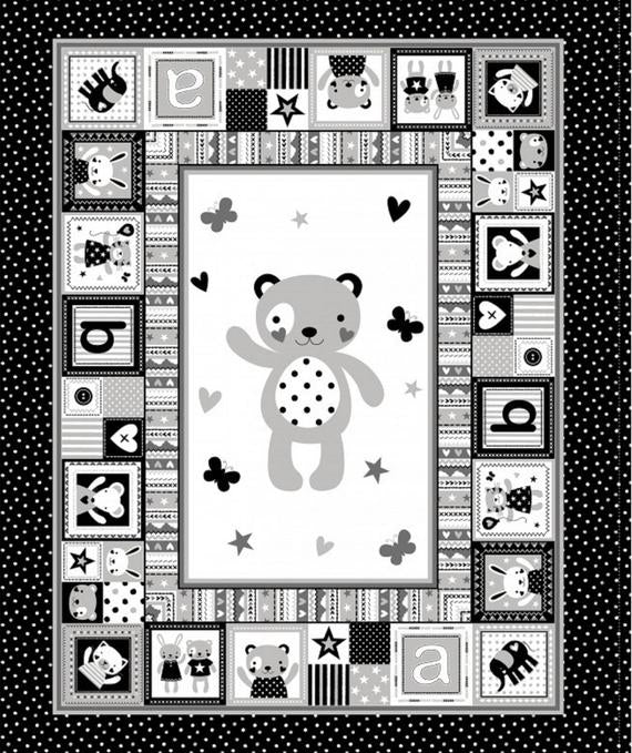 Buddy Bear Panel - Tiny Tots - Michael Miller Cotton Fabric