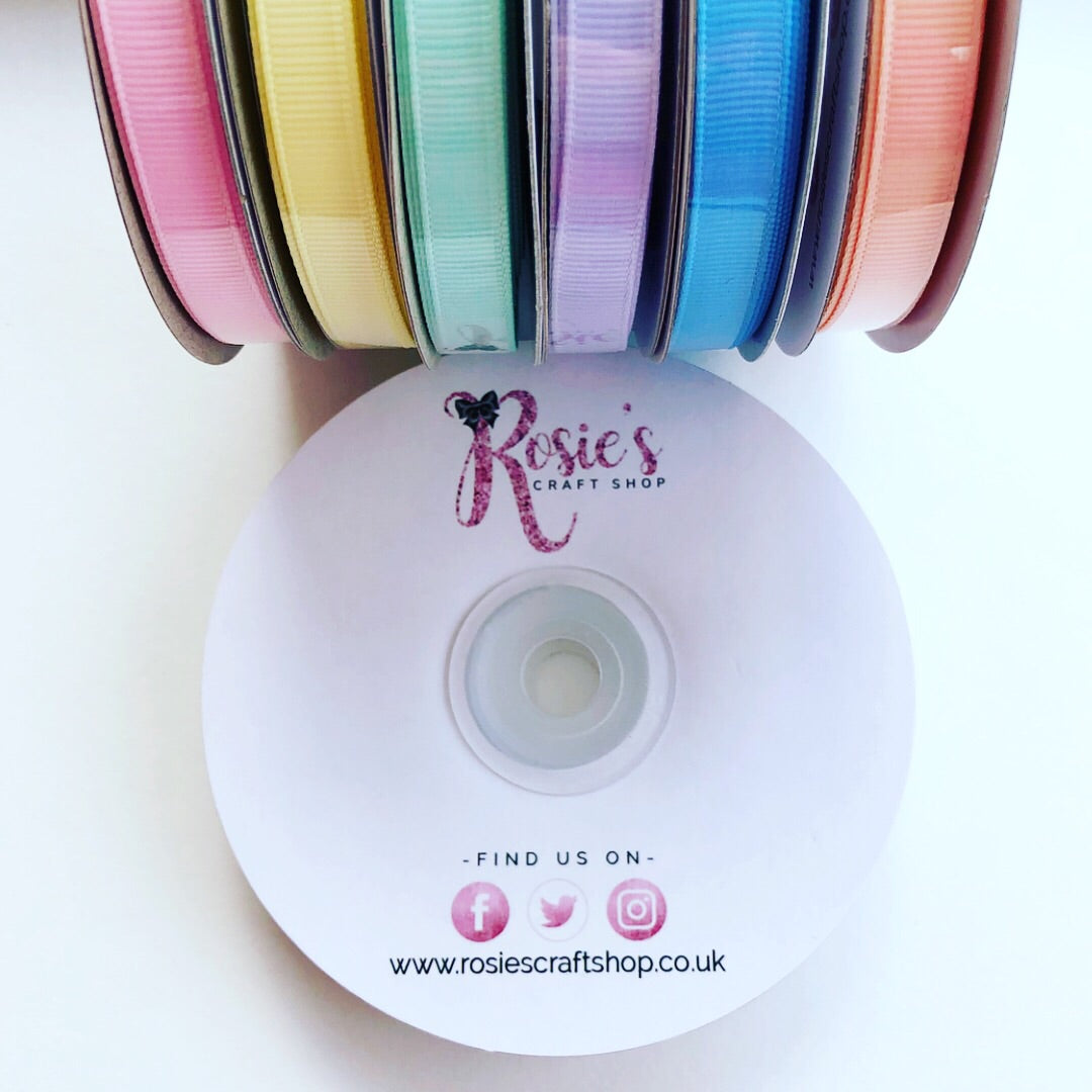 25m Reel 3/8" Plain Solid Colour Grosgrain Ribbon 9/10mm Wide - Rosie's Craft Shop Ltd