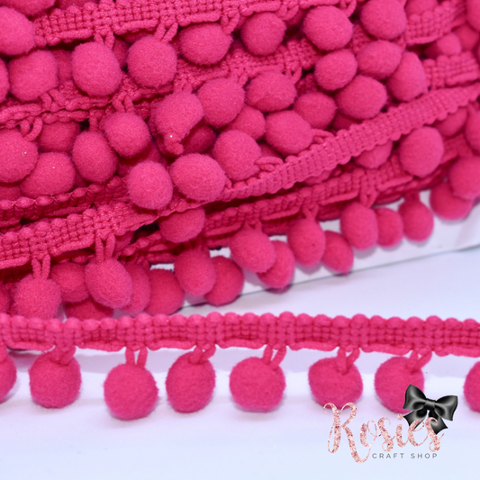 20mm Cerise Pink Pom Pom Trim ✂️