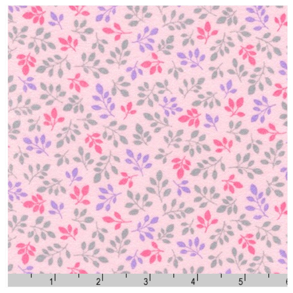 Pink Floral - Monkey Hangout By Robert Kaufman - 100% Cotton Flannel Fabric - Rosie's Craft Shop Ltd