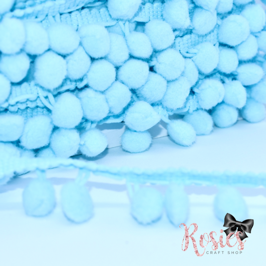 20mm Sky Blue Pom Pom Trim ✂️