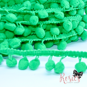 20mm Emerald Green Pink Pom Pom Trim ✂️