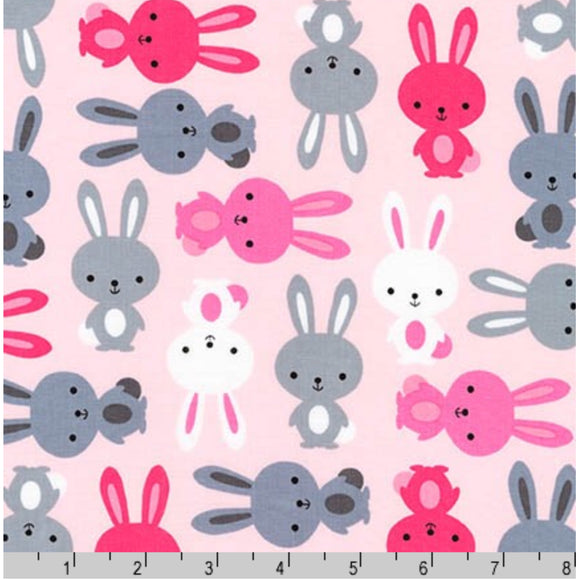 Pink Bunny Rabbit - Urban Zoologie By Robert Kaufman - 100% Cotton Fabric - Rosie's Craft Shop Ltd