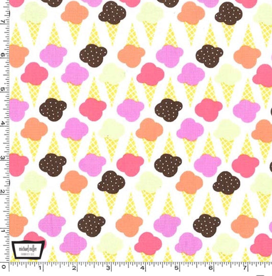 Ice Cream Cones by Michael Miller - 100% Cotton Fabric - Rosie's Craft Shop Ltd