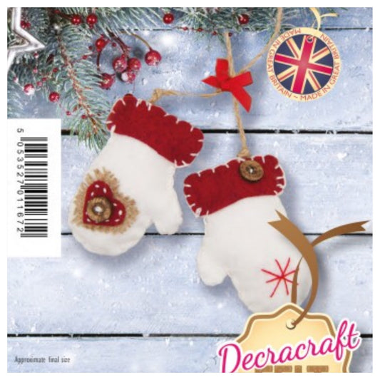 Christmas Mittens Felt Kit - Make Your Own! - Rosie's Craft Shop Ltd