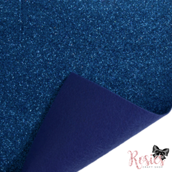 Royal Blue Fine Glitter Acrylic Felt Fabric - Rosie's Craft Shop Ltd